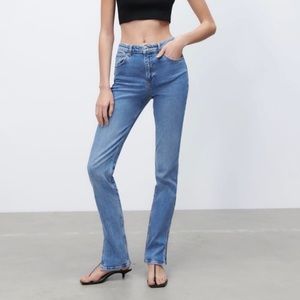 ZARA NWT Straight Denim Jean with Split Hem - Size 8